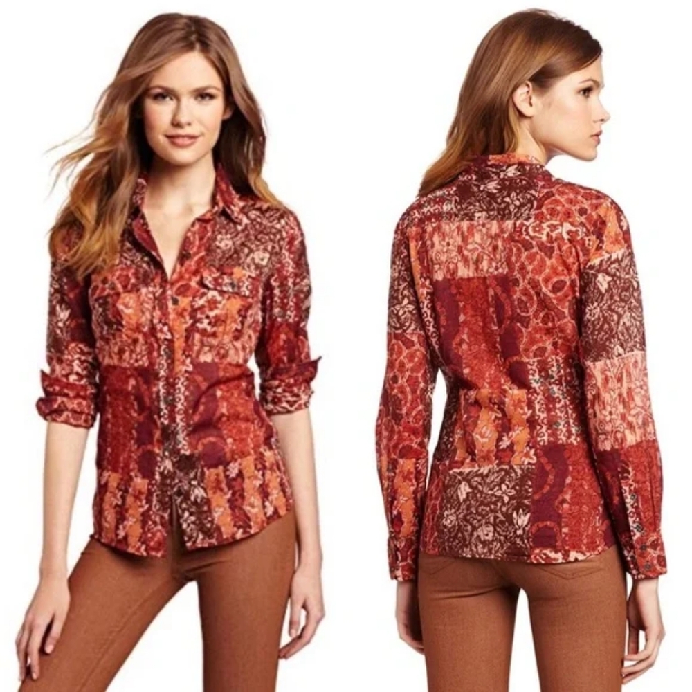 Vintage Lucky Brand patchwork paisley blouse